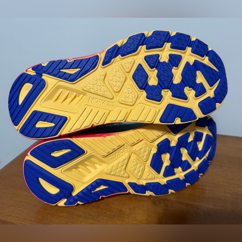 Hoka Athletic Shoes in Blue, Yellow, and Pink - Picture 5 of 8